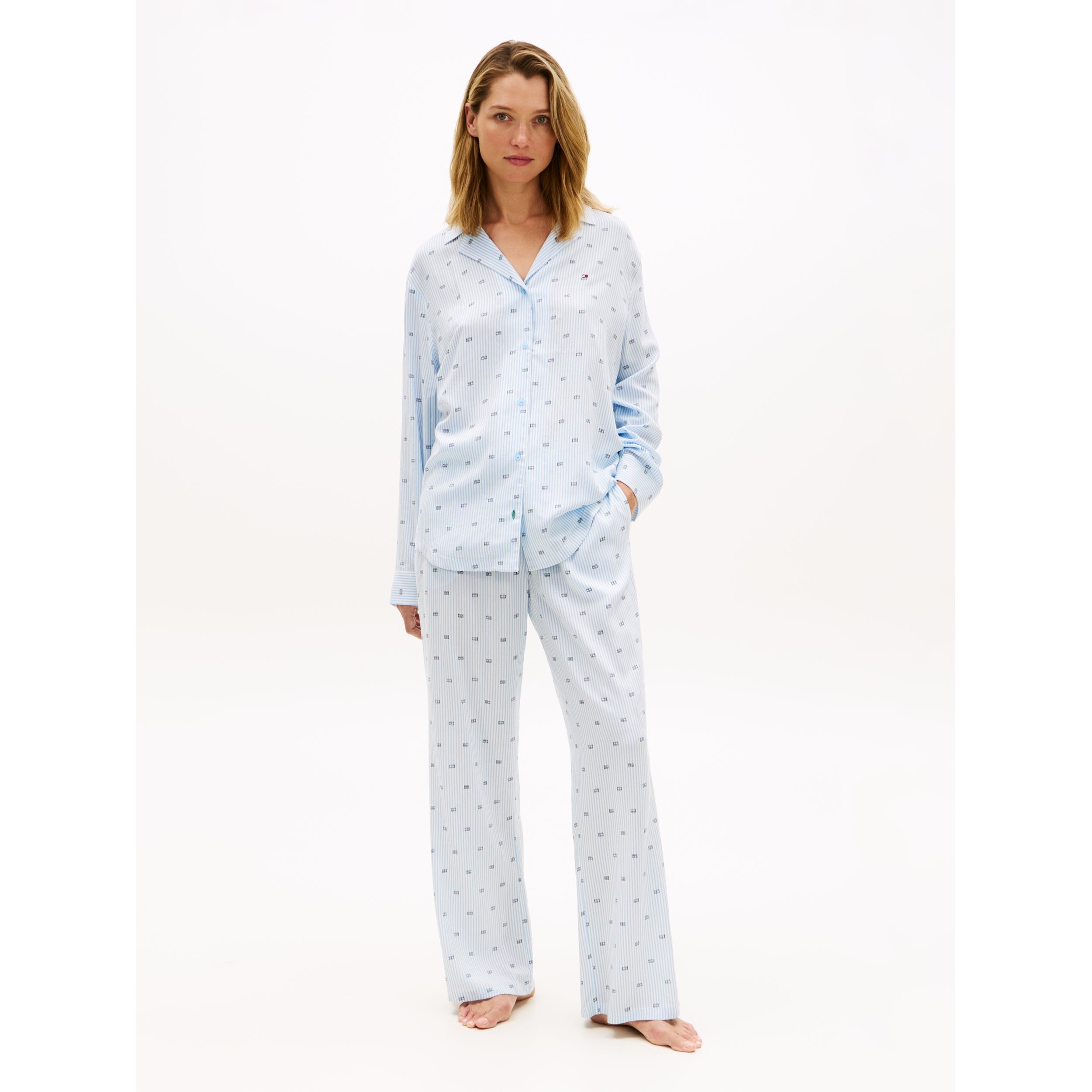 Viskose Pyjama Shirt BLUE Bild 3