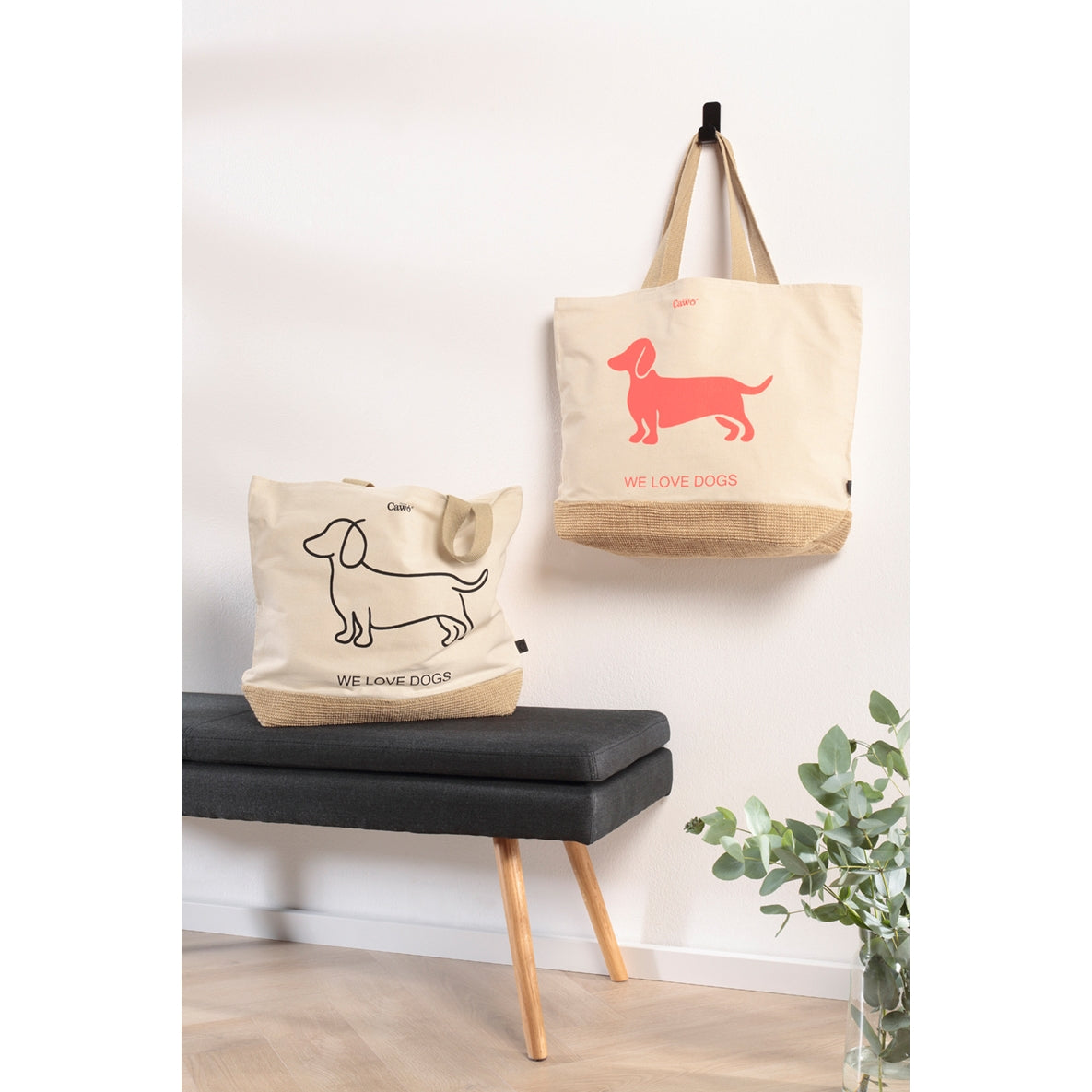 CAWÖ Beachbag WE LOVE DOGS Natur/Schwarz Bild 7