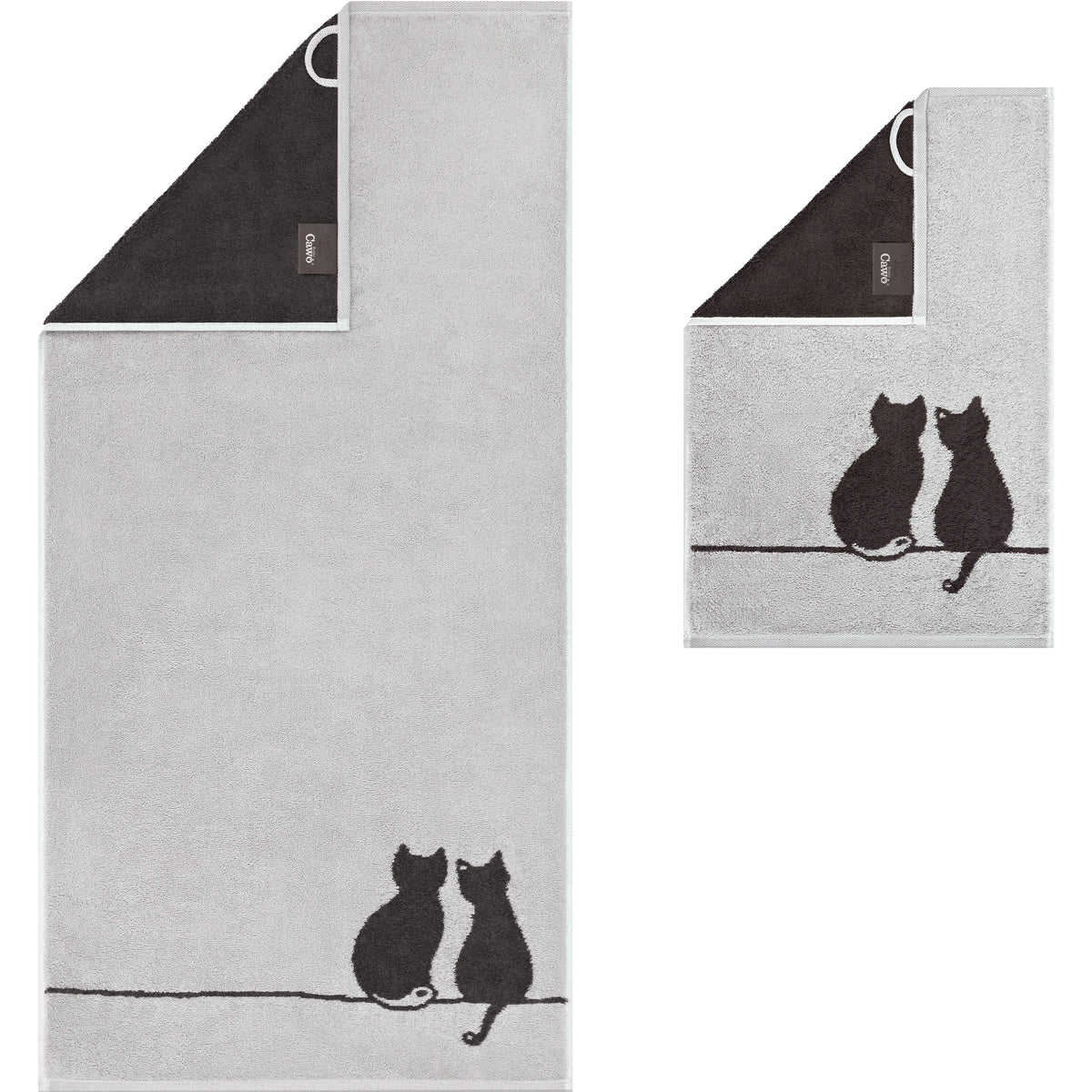 CAWÖ Handtuch CUTE CATS EDITION You&Me Platin/Basalt Bild 4