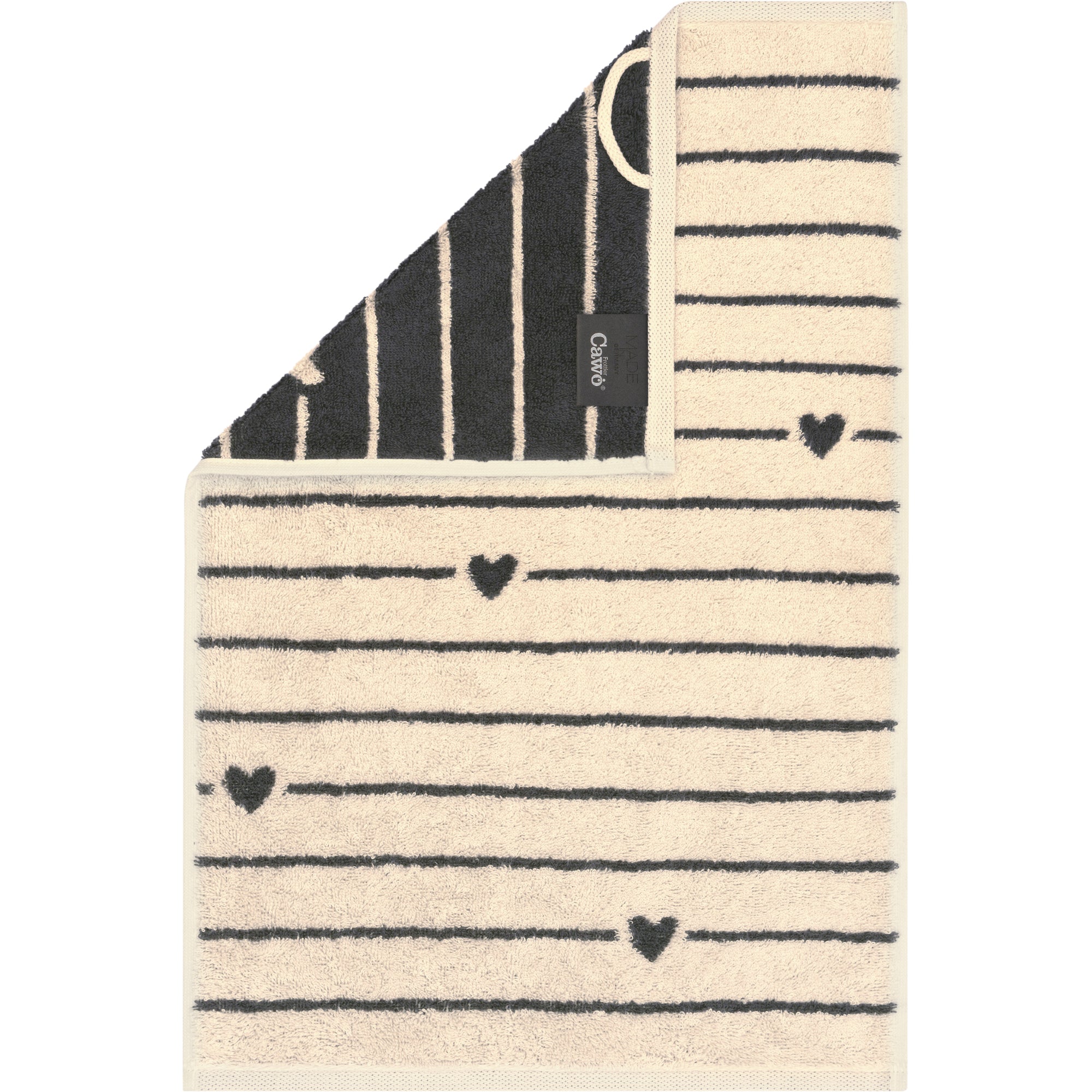 Gästetuch Heart Beats Lines & Hearts Basalt Bild 1