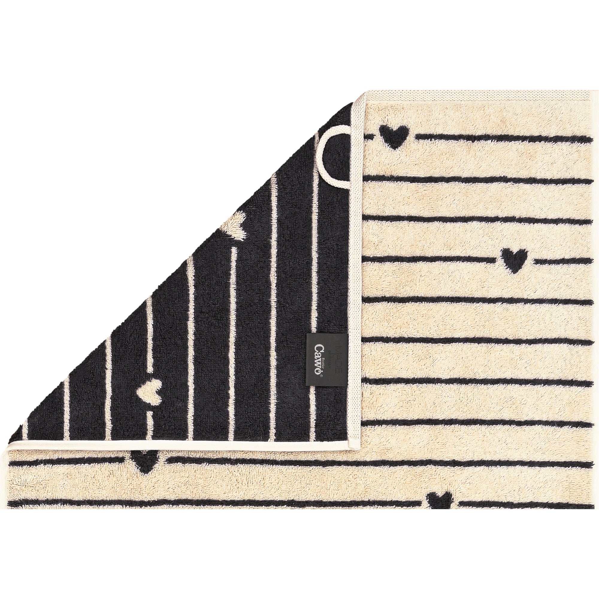 Gästetuch Heart Beats Lines & Hearts Basalt Bild 2