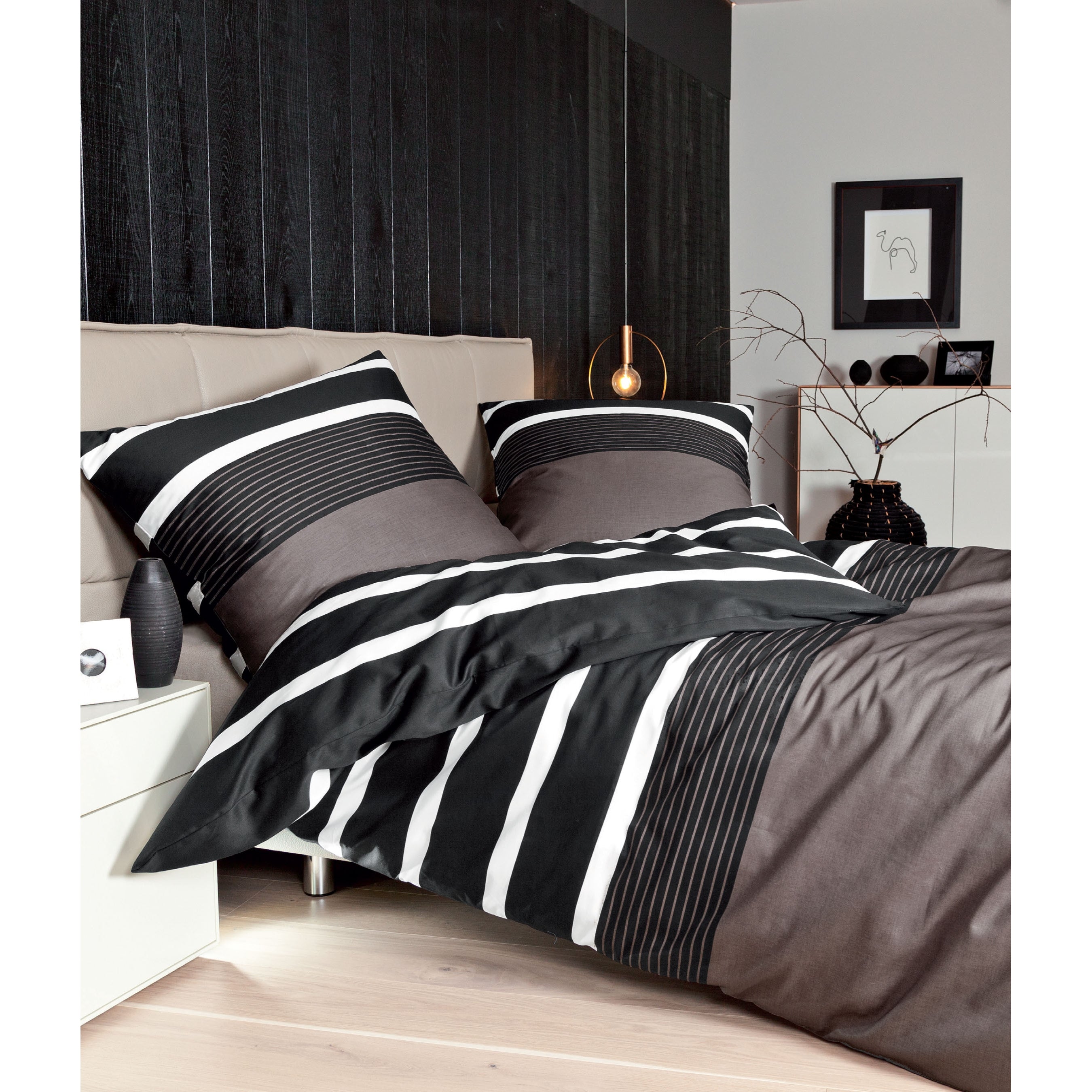 Bettwäsche Mako-Satin nougat schwarz Bild 2