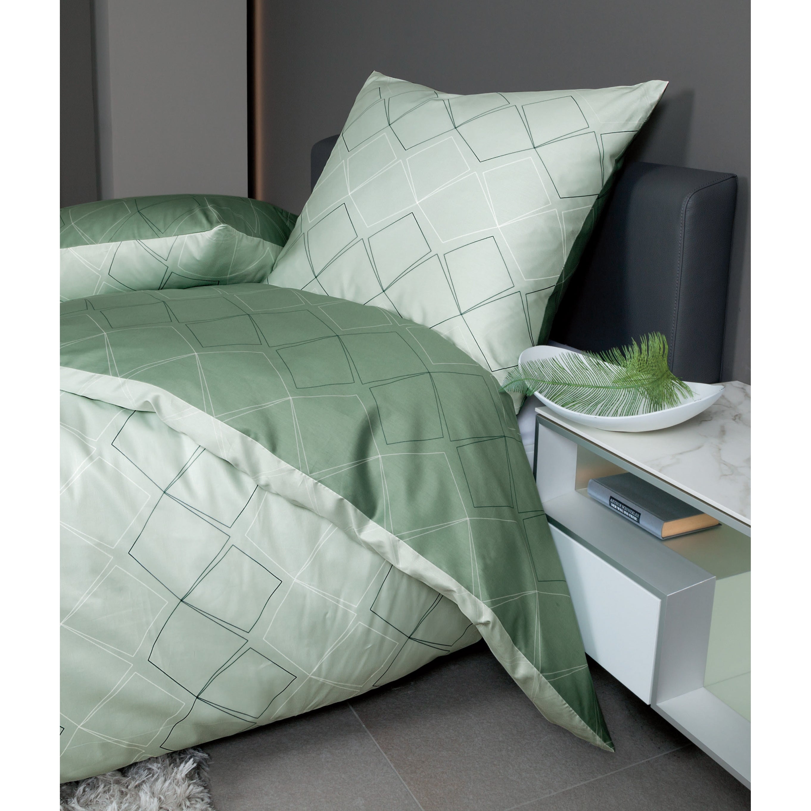 Bettwäsche Mako-Satin jade waldgrün Bild 1