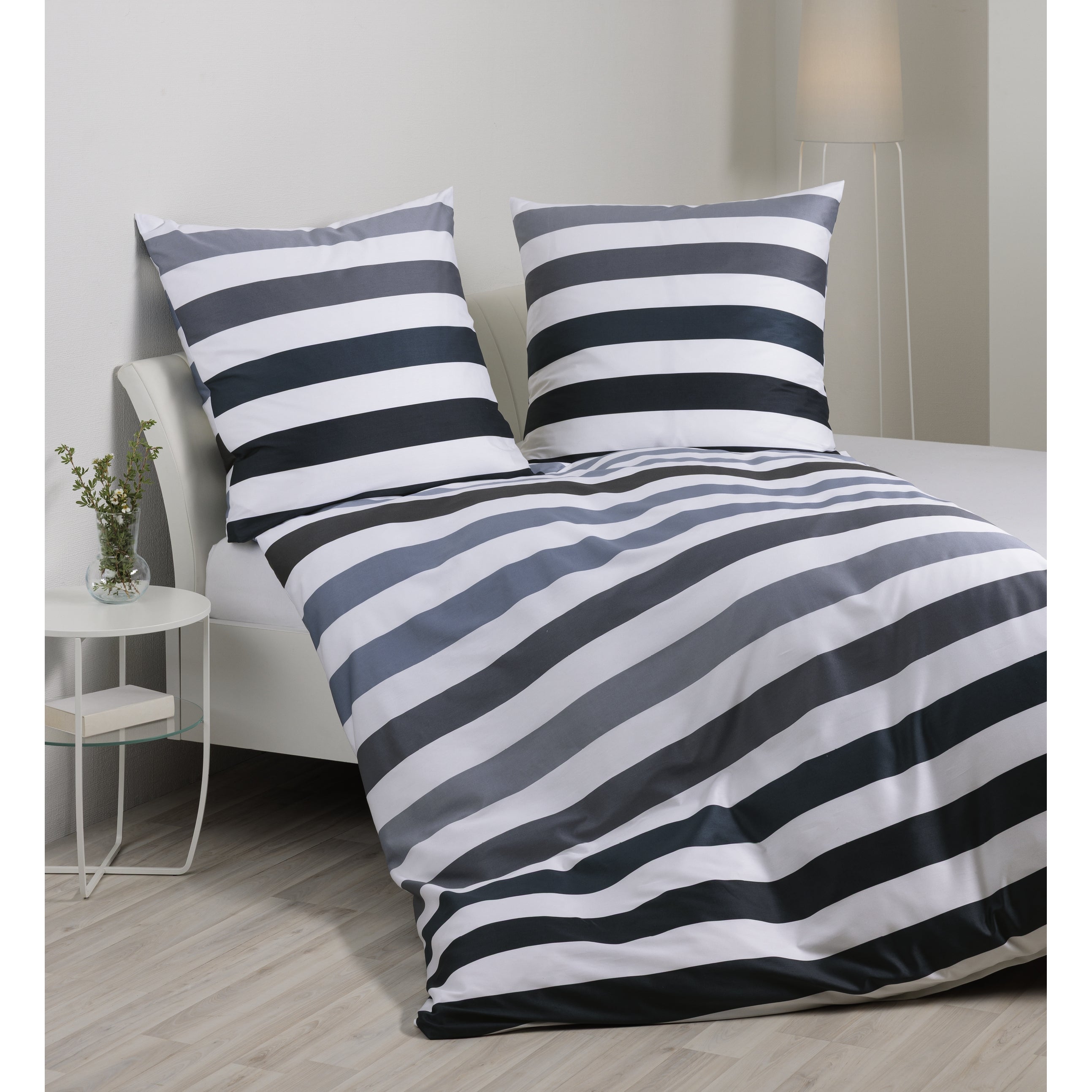 Bettwäsche Mako-Satin silber anthrazit Bild 2