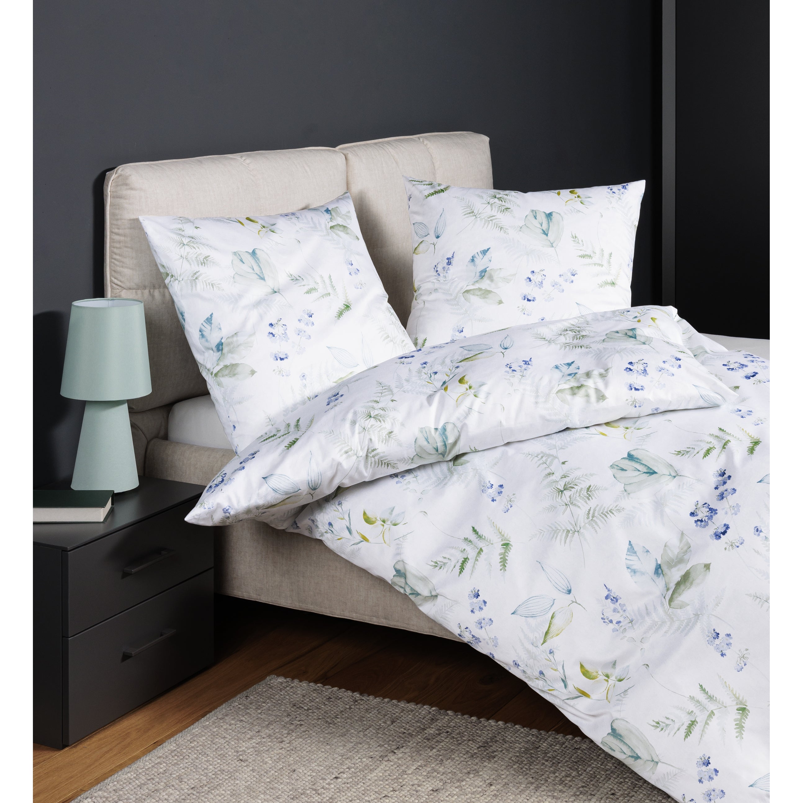 Bettwäsche Mako-Satin silberblau grün Bild 1