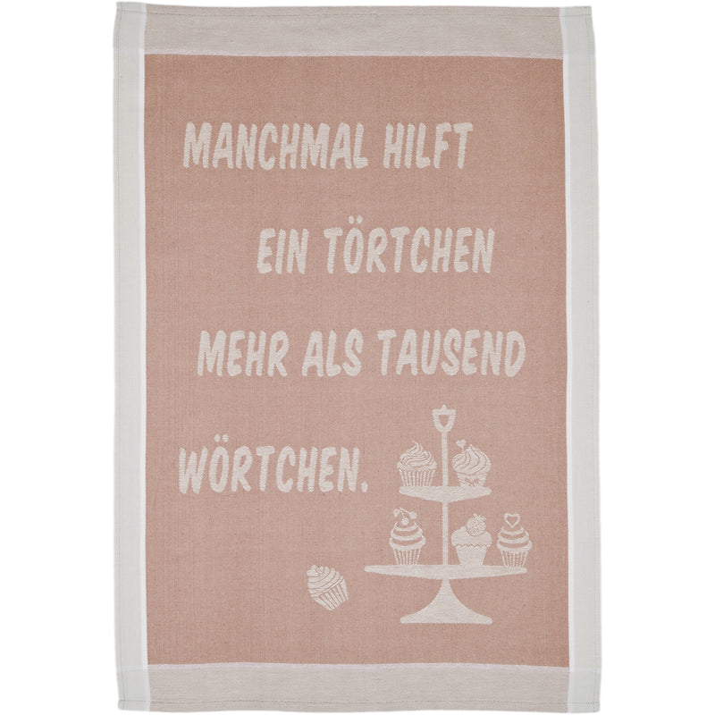 Baumwoll Geschirrtuch Rosa/weiß/grau Bild 1